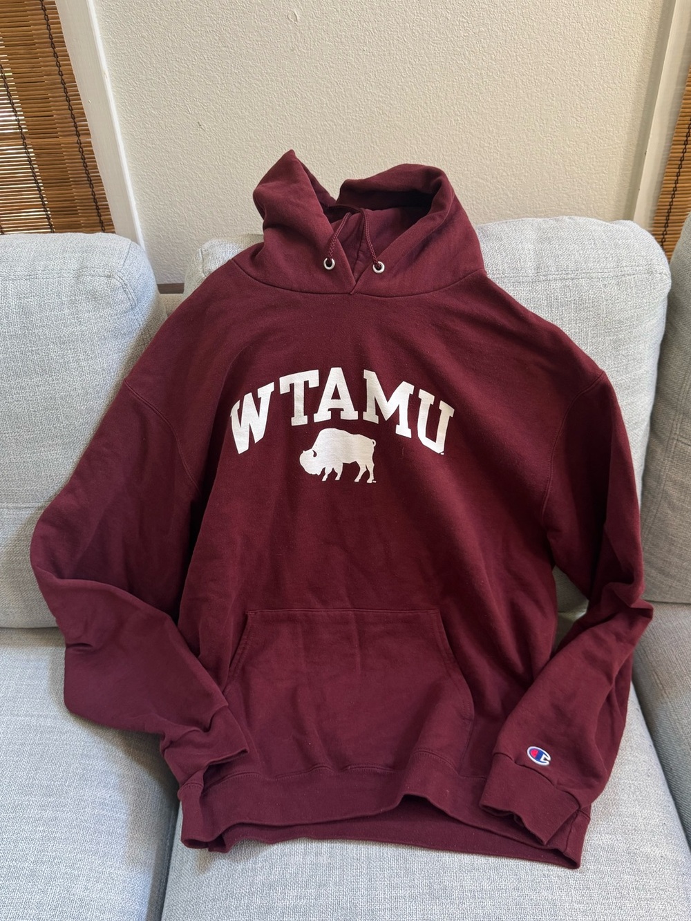 WTAMU Maroon Hoodie with White Buffalo Logo